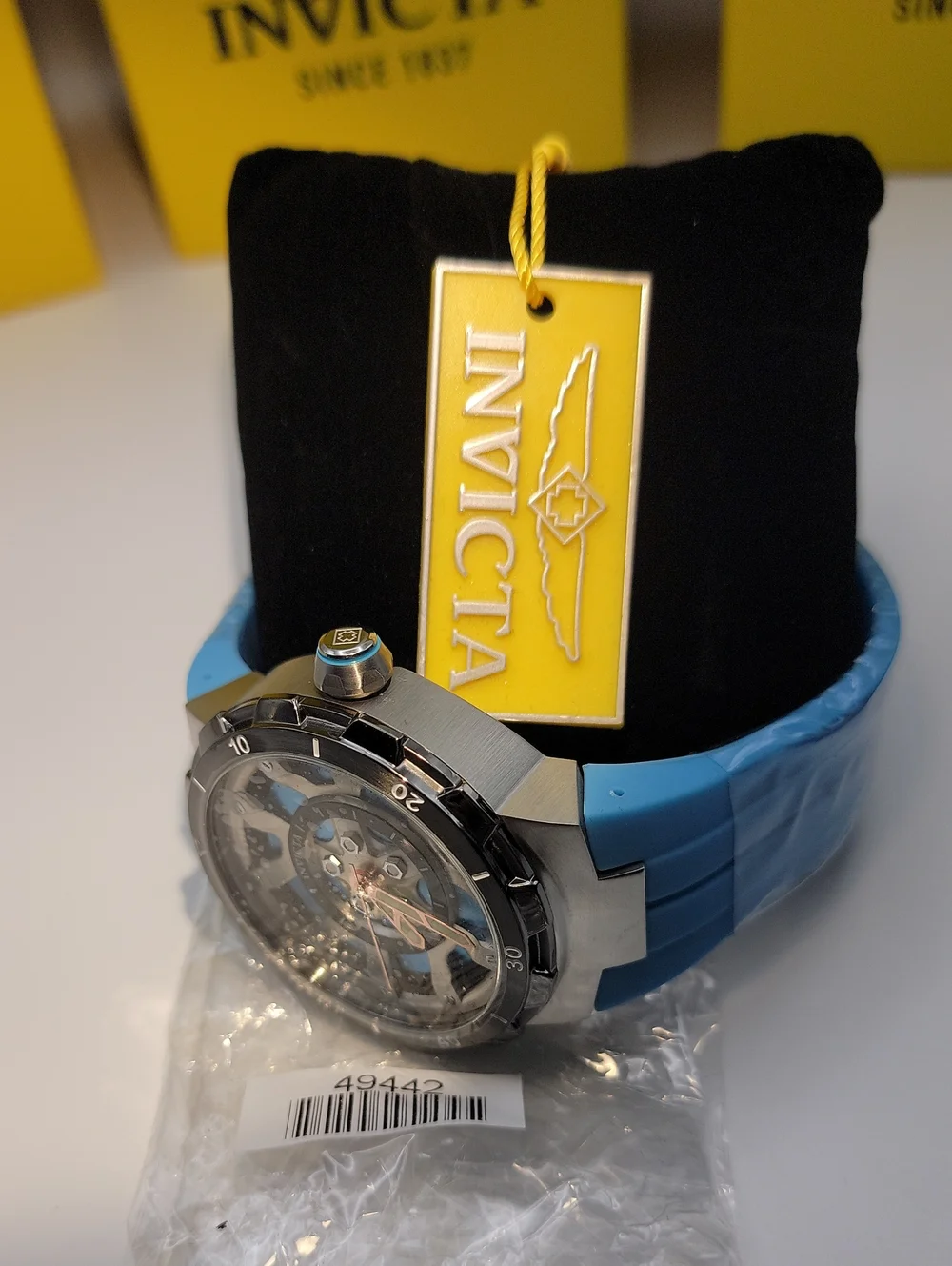 NEW 🏁 Invicta Racing Stint Master Men's Watch - 46mm. Light Blue Silicone 49442